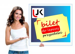 Plakat rekrutacyjny UJK bilet do lepszej przyszłości