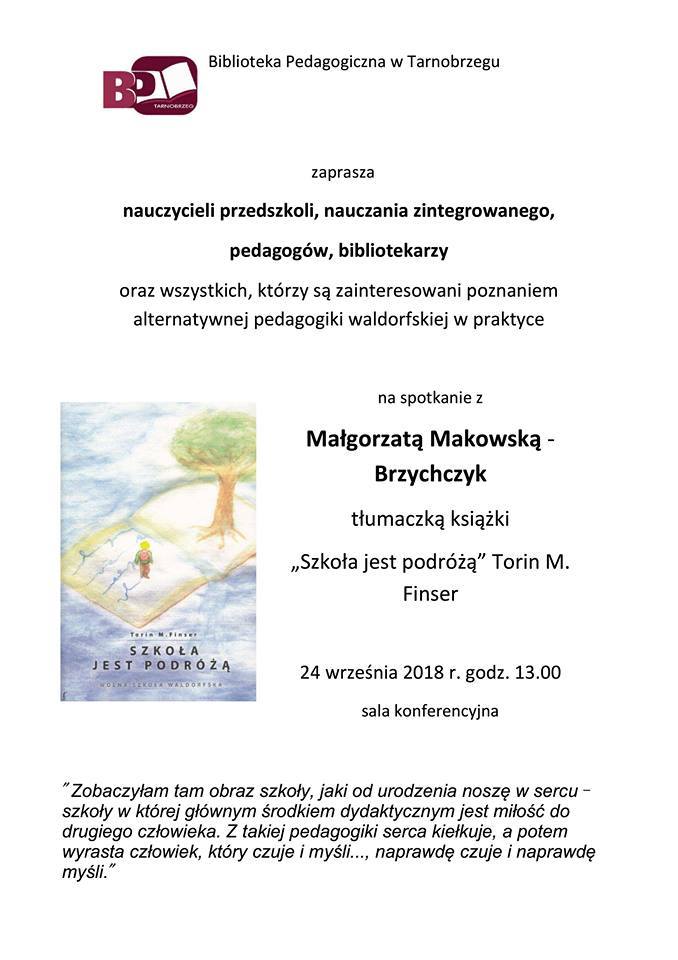 Zaproszenie na spotkanie z M.Makowską w bibliotece miejskiej w tarnobrzegu