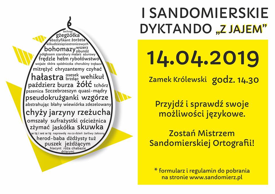 Reklama Pierwsze sandomierskie dyktando "z jajem" 14.04.2019