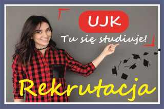 Ikona rekrutacji 2019/2020 z napisem "UJK tu się studiuje"