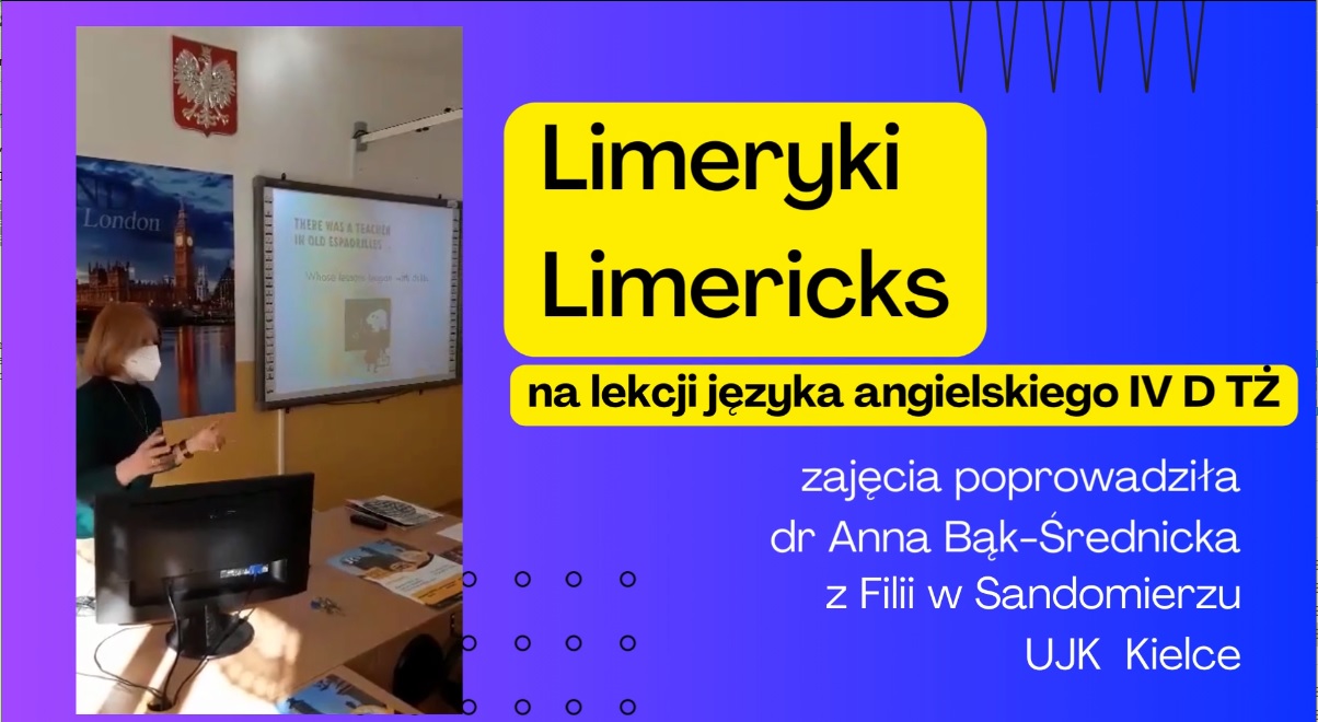 Anna bak srednicka podczas wykladu napis Limeryki Limercis