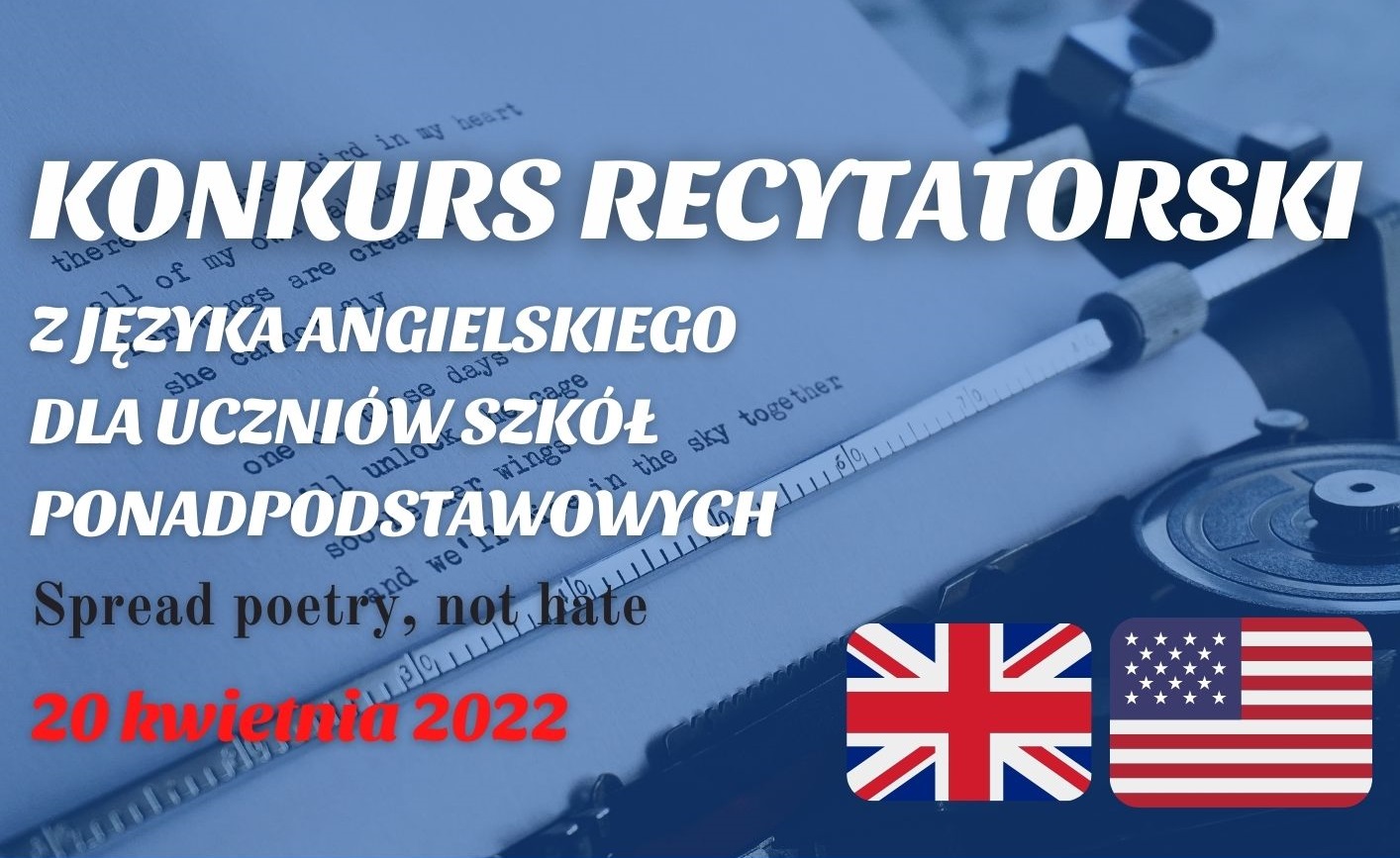 Napis konkurs recytatorski flagi usa i wielkiej brytanii